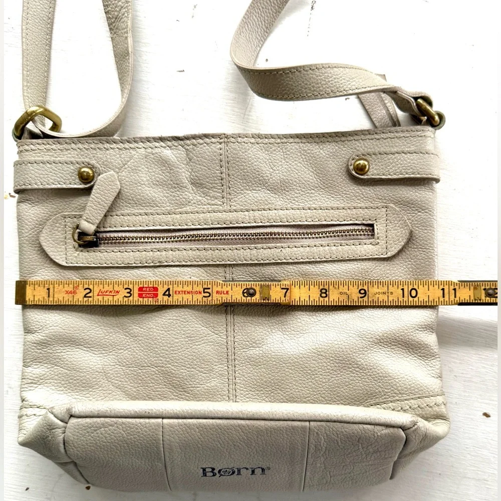 Born Genuine Leather Neutral Cross Body Bag Purse Bone Beige Normcore Minimalist